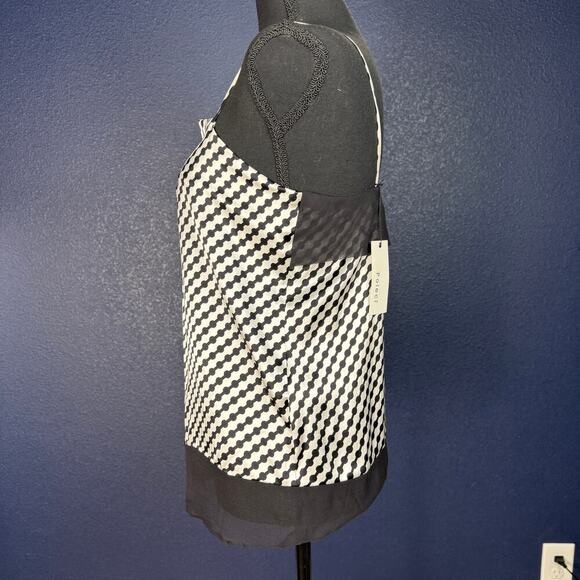 NWT Poleci silk black & white patterned tank, size 2 - Picture 5 of 9